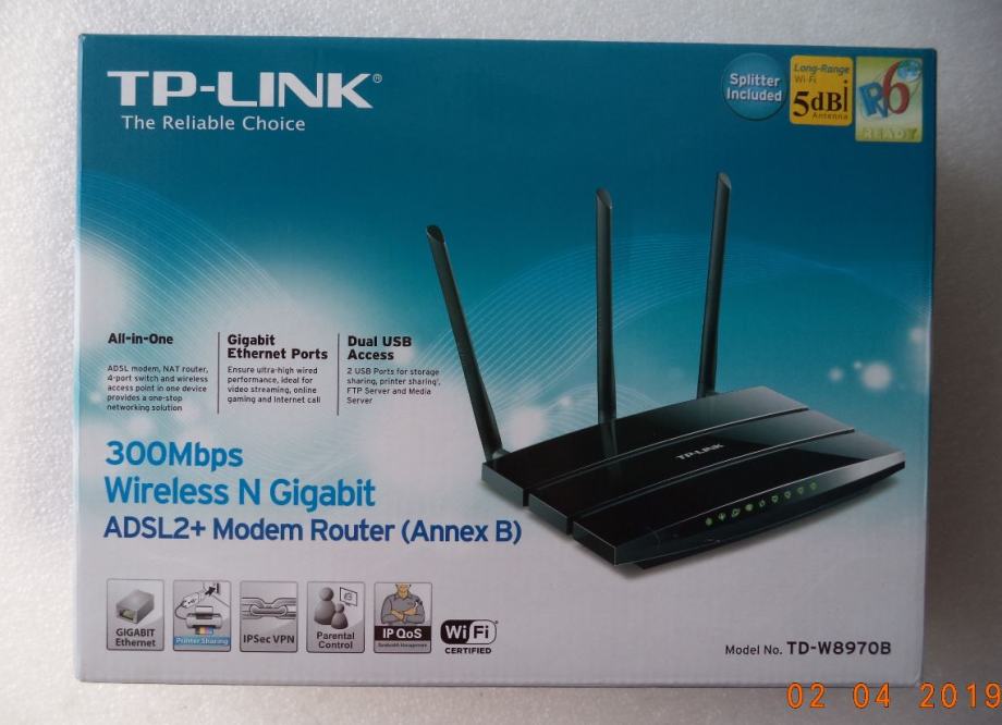 TP-Link TD-W8970B Modem Router (Gigabit, Wireless N300, annex B)