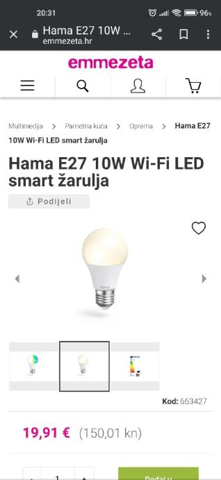 HAMA pametna žarulja WiFi Led smart