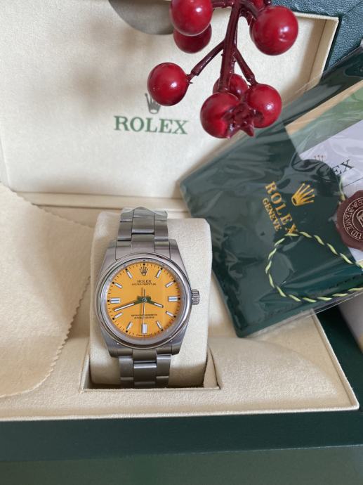 Rolex Oyster Perpetual 36mm Yellow Dial Lady