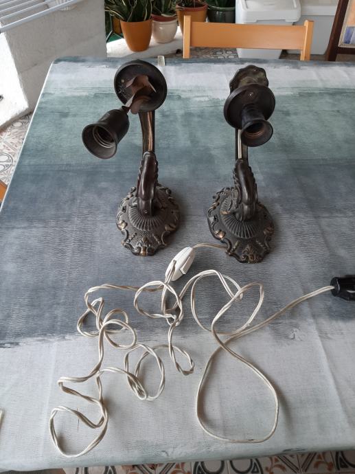 vintage zidne lampe, mesingane, 2 komada