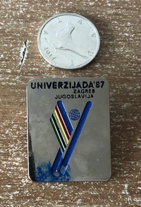 ZAGREB UNIVERZIJADA 87 - METALNA ZNAČKA NA POPREČNU IGLU I