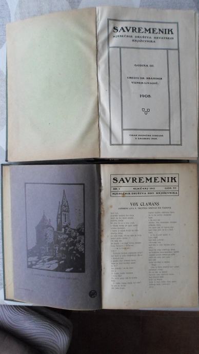 SAVREMENIK,1908.1911.i 1912.god.uvez,mjesečnik društva hrv.književnika