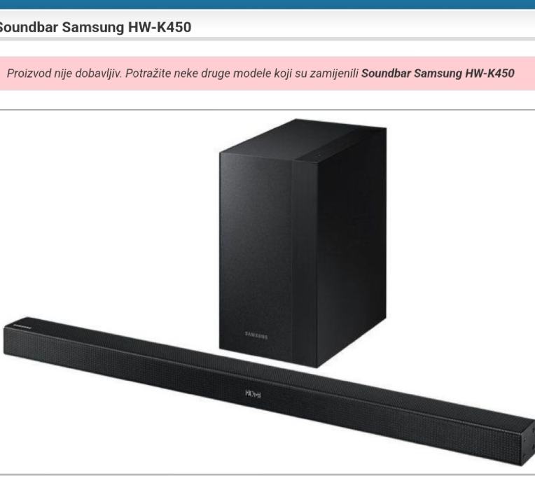 Samsung soundbar hw k450 sa stražnjim bežičnim zvučnicima