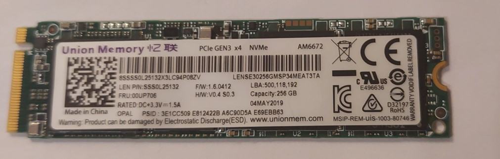 UnionMemorySSD256GBNVMeM.2LENSE30256GMSP34MEAT3TA